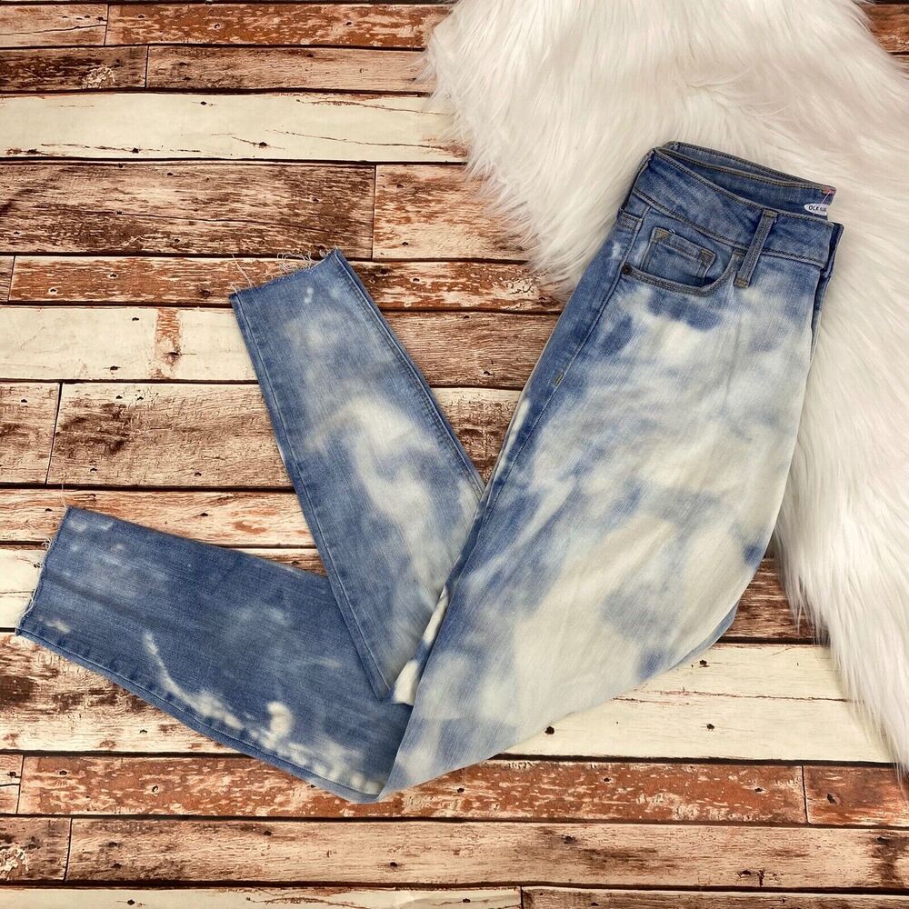 Old Navy Women's Rockstar Super Skinny Jeans Sz 2 High Rise Raw Hem Acid Grunge